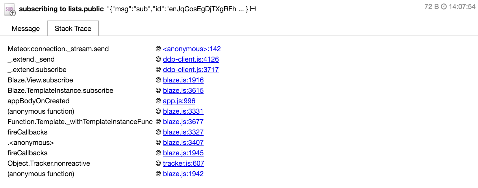 Meteor DDP Monitor stack trace