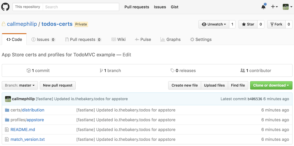 Fastlane Match certificates on Github