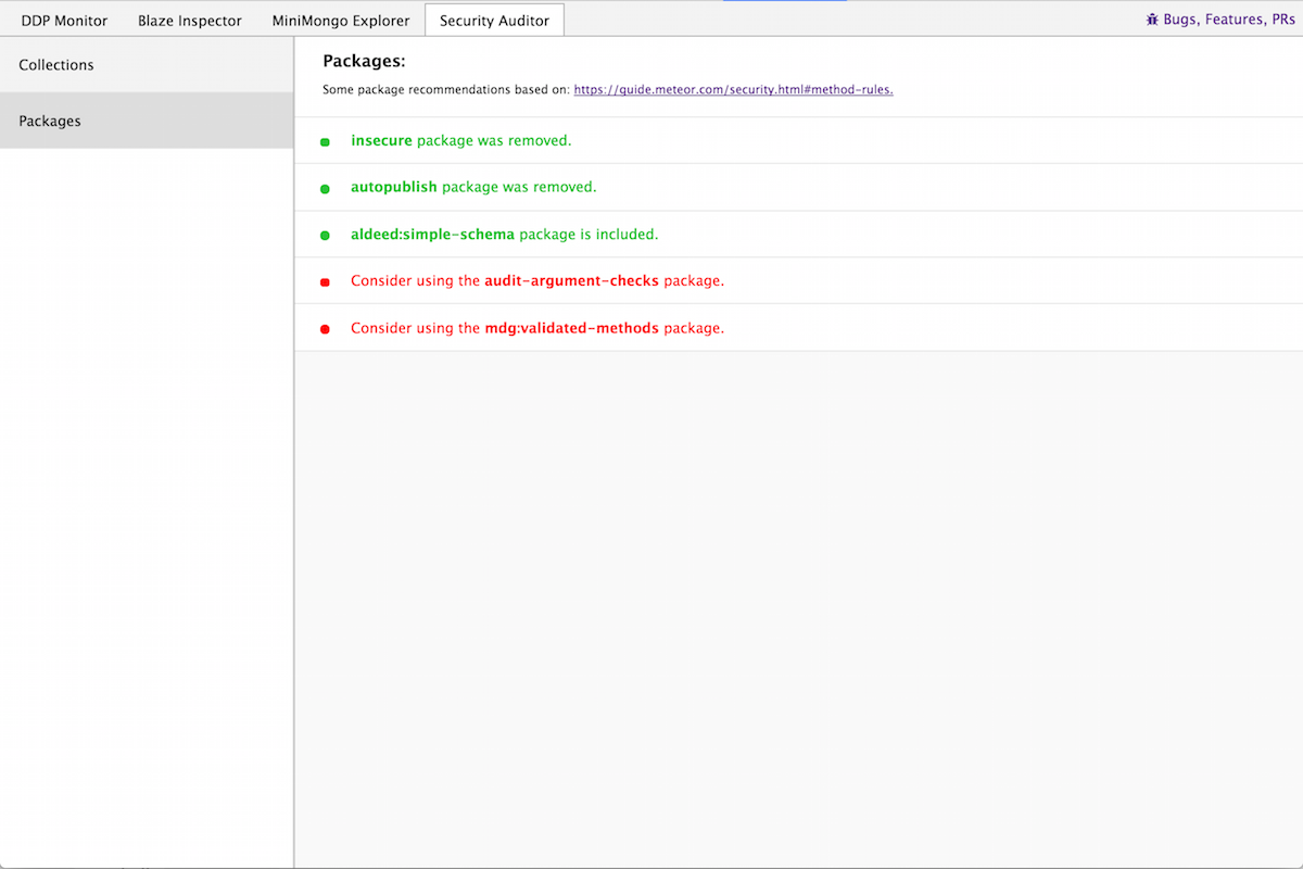 Meteor Security Auditor - Packages