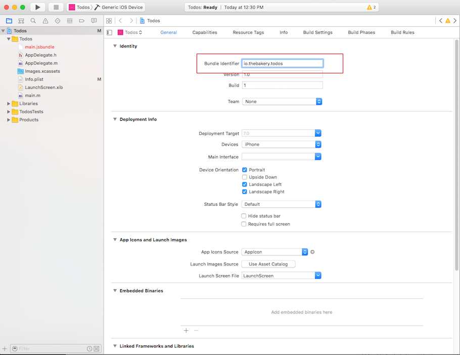 Setting app bundle ID in Xcode